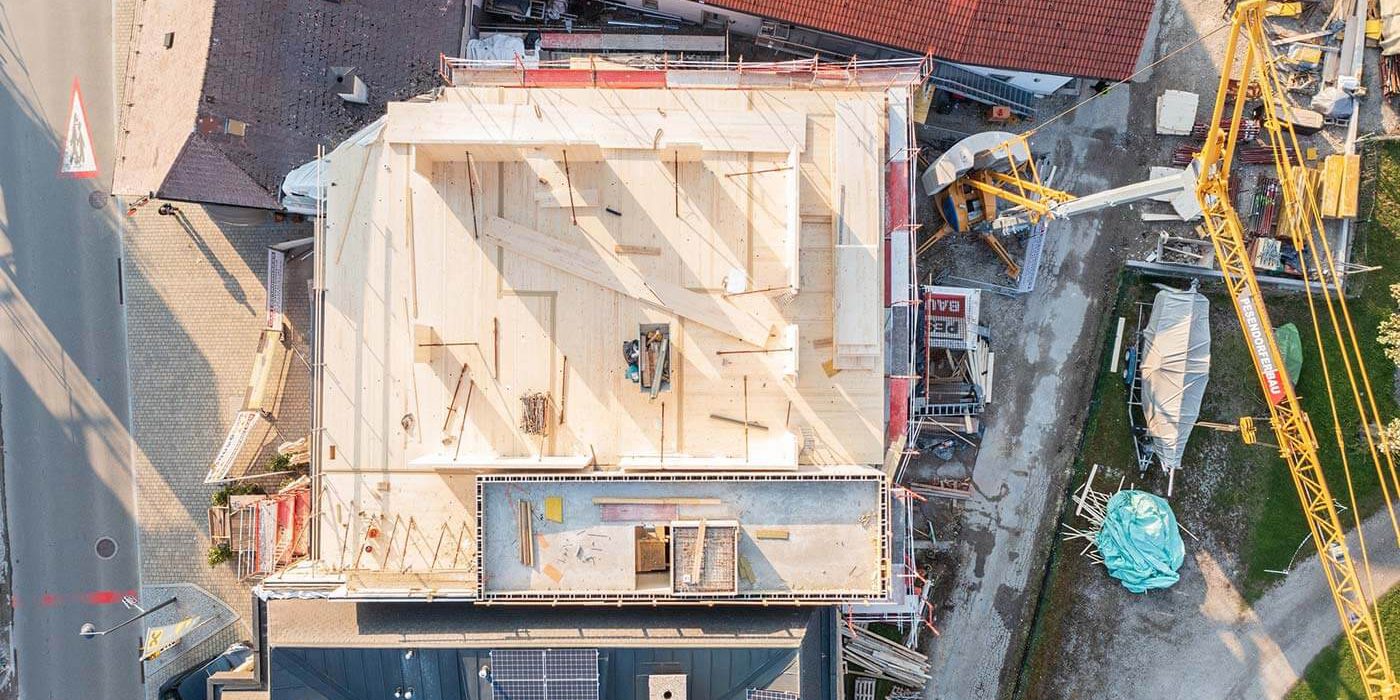 Holz- Wohnbau St. Georgen von oben